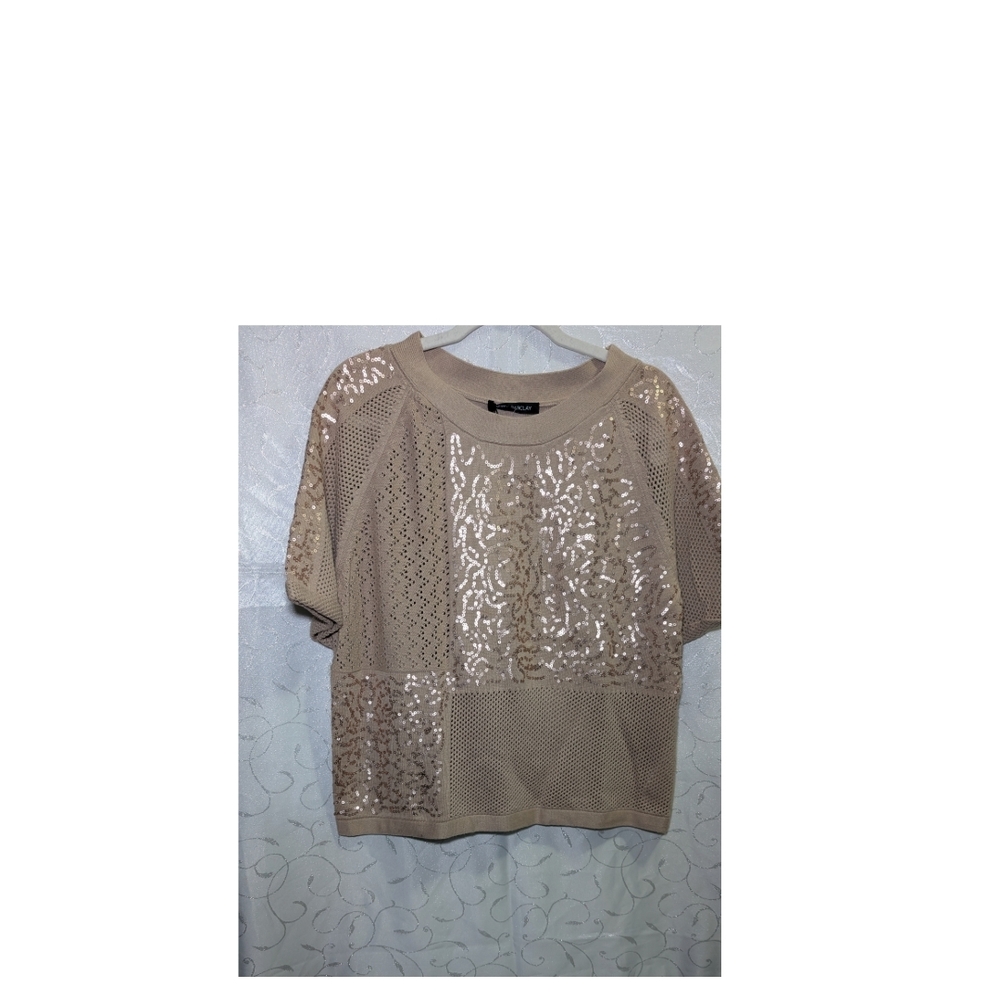 Chic Beige Sequin Women's Blouse